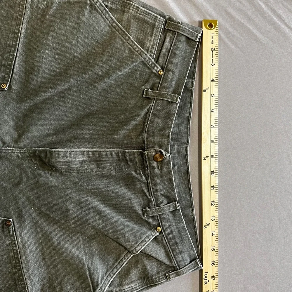 Carhartt B01 Double Knee Pants Mens 34x32 Moss Green Good Distressed USA Made